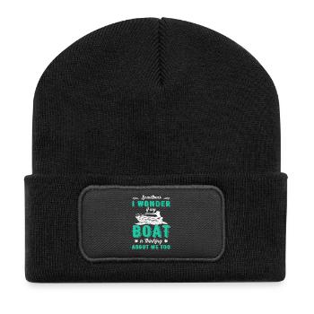 Sometimes I Wonder If My Boat Thinks - Recycled Patch Beanie - black - Front