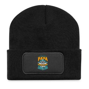 Papa wie ein normaler Papa, nur viel cooler - Recycelte Patch Beanie - Schwarz - Vorne