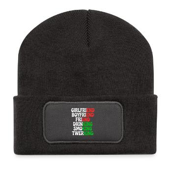 Ex Girlfriend King JGA Herren Single Party Malle - Recycelte Patch Beanie - Dunkelgrau - Vorne