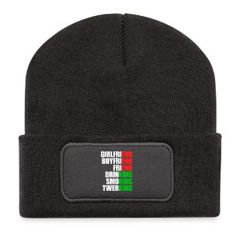 Ex Girlfriend King JGA Herren Single Party Malle - Recycelte Patch Beanie - Dunkelgrau - Vorne