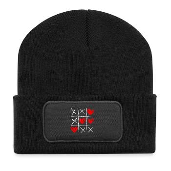 Heart Tic Tac Toe Sketch - Recycled Patch Beanie - black - Front
