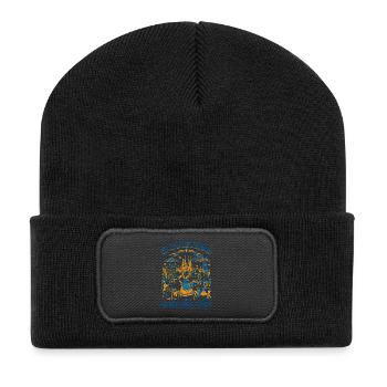 Barcelona Spain Cultural Heritage Illustration - Recycelte Patch Beanie - Schwarz - Vorne