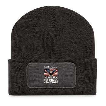 Wir, das Volk, keine Könige, patriotische USA - Recycelte Patch Beanie - Dunkelgrau - Vorne