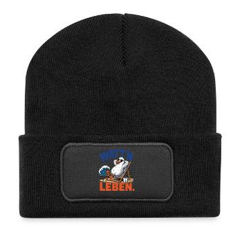 Möwe Watt'n Leben Nordsee Shirt - Recycelte Patch Beanie - Schwarz - Vorne