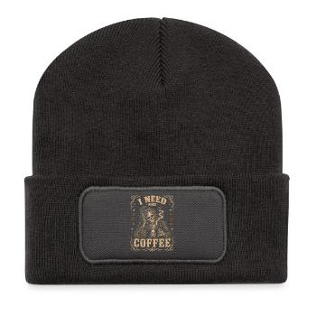 Kaffee Skelett I Need More Coffee Shirt - Recycelte Patch Beanie - Dunkelgrau - Vorne