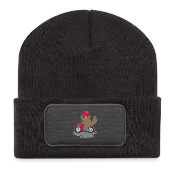 Biber Motorrad - Recycelte Patch Beanie - Dunkelgrau - Vorne