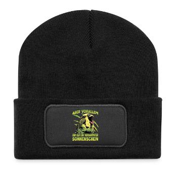 Papagei Welli Vogel Fans Geschenk Wellensittich - Recycelte Patch Beanie - Schwarz - Vorne