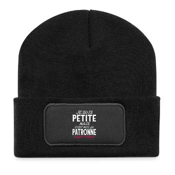Patronne Cadeau humour personnalisé - Beanie recyclé à patch - noir - Devant
