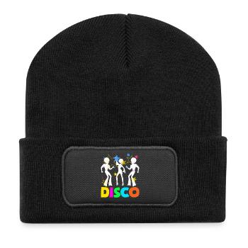 Retro Back to the 80s Vintage Design - Recycelte Patch Beanie - Schwarz - Vorne