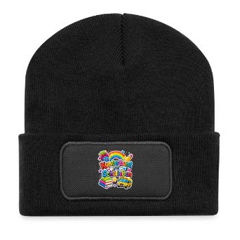 Schulkind 2026 Einschulung 2026 Schulanfang - Recycelte Patch Beanie - Schwarz - Vorne