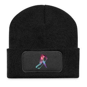 Eishockey Spieler Weltraum Kinder Eishockeyspieler - Recycled Patch Beanie - black - Front