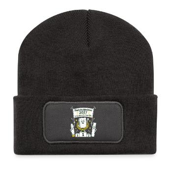 Genug gelernt für dieses Jahr - Recycelte Patch Beanie - Dunkelgrau - Vorne