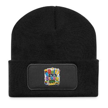Schulkind 2026 Einschulung 2026 Schulanfang - Recycelte Patch Beanie - Schwarz - Vorne