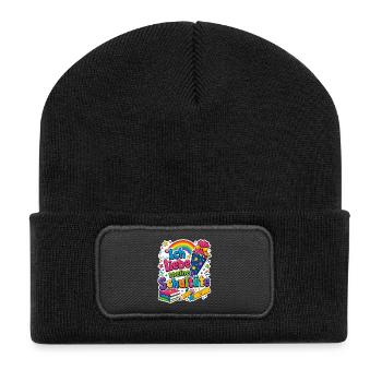 Schulkind 2026 Einschulung 2026 Schulanfang - Recycelte Patch Beanie - Schwarz - Vorne