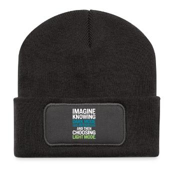Dark Mode Exists Programmierer IT Nerd Coder Büro - Recycelte Patch Beanie - Dunkelgrau - Vorne