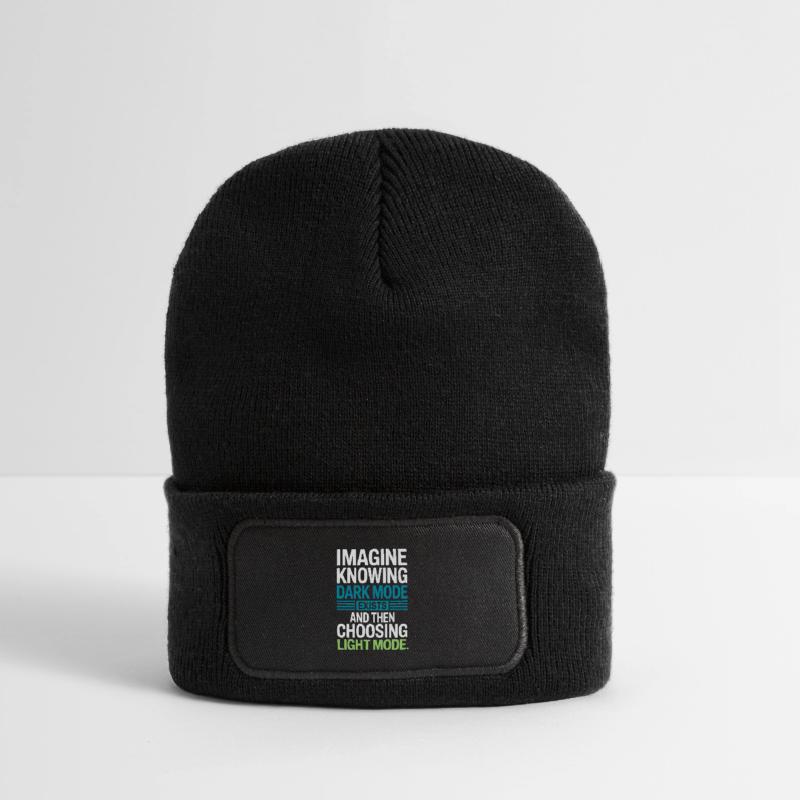 Dark Mode Exists Programmierer IT Nerd Coder Büro Recycelte Patch Beanie