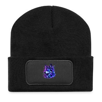 Neonwolf mit VRBrille - Recycelte Patch Beanie - Schwarz - Vorne