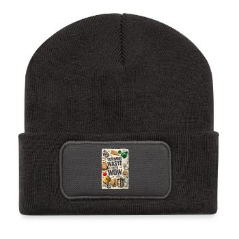 Waste becomes wow | Upcycling Recycling - Recycled Patch Beanie - dark grey - Front