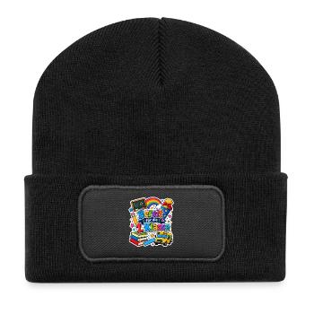 Schulkind 2026 Einschulung 2026 Schulanfang - Recycelte Patch Beanie - Schwarz - Vorne