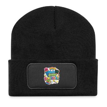 Schulkind 2026 Einschulung 2026 Schulanfang - Recycelte Patch Beanie - Schwarz - Vorne