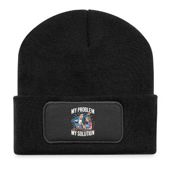 Remote Developer My Problem My Pictogram Mom Dad - Recycelte Patch Beanie - Schwarz - Vorne