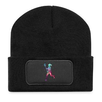 Lacrosse Player Space Women Girls Lacrosse - Recycled Patch Beanie - black - Front