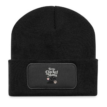 Beste Dackel Mama Dachshund Mom Gift for Dog Lover - Recycelte Patch Beanie - Schwarz - Vorne