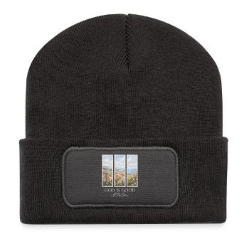 Dieu est bon tout le temps chrétien - Beanie recyclé à patch - charbon - Devant