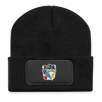 Schulkind 2026 Einschulung 2026 Schulanfang - Recycelte Patch Beanie - Schwarz - Vorne