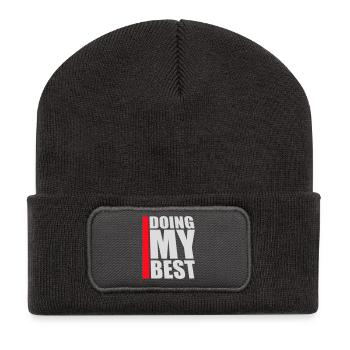 Doing My Best Lustig Ehrlich Motivational Spruch - Recycelte Patch Beanie - Dunkelgrau - Vorne