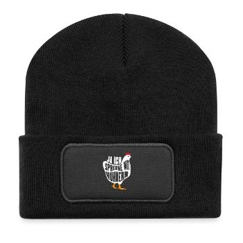 Hühnerflüsterer Huhn Hühnerhalter Hühner - Recycelte Patch Beanie - Schwarz - Vorne
