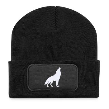 Silhouette de loup au clair de lune - Beanie recyclé à patch - noir - Devant
