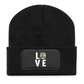 Meerkat Erdmännchen - Recycelte Patch Beanie - Schwarz - Vorne
