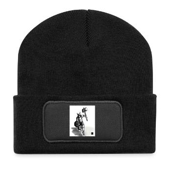 Guerrier viking avec un marteau en marche - Beanie recyclé à patch - noir - Devant
