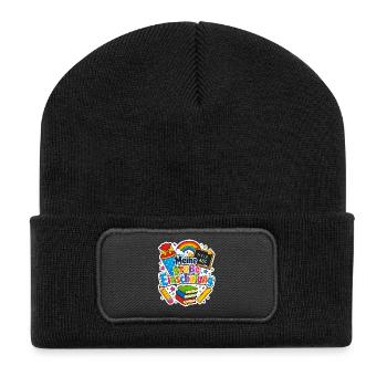 Schulkind 2026 Einschulung 2026 Schulanfang - Recycelte Patch Beanie - Schwarz - Vorne