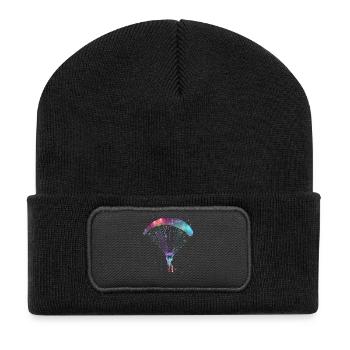 Paragliding Gleitschirmfliegen Gleitschirm - Recycelte Patch Beanie - Schwarz - Vorne