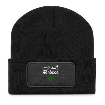 Morocco Graphic Funny Morocco Nation Flag Morocco - Beanie recyclé à patch - noir - Devant