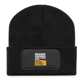 Imagine Video Games Exist PC Gamer Gaming Zocker - Recycelte Patch Beanie - Schwarz - Vorne