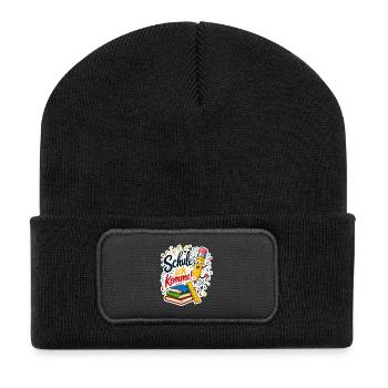 Schulkind 2026 Einschulung 2026 Schulanfang - Recycelte Patch Beanie - Schwarz - Vorne