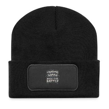 Krieger-Mama | Für den Kampf gebaut | Gotische Mutterschaft - Recycelte Patch Beanie - Schwarz - Vorne