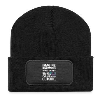 Imagine Video Games Exist PC Gamer Gaming Zocker - Recycelte Patch Beanie - Schwarz - Vorne