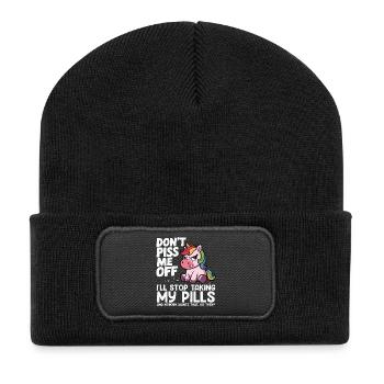 Angry unicorn: pill joke I don't take a pill - Recycled Patch Beanie - black - Front