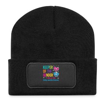 Gender Reveal Hüter des Geschlechts, das Tante kennt - Recycelte Patch Beanie - Schwarz - Vorne