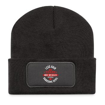 80 Jahre gutaussehender Teufel - Recycelte Patch Beanie - Dunkelgrau - Vorne