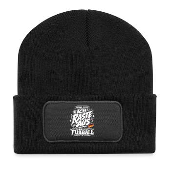 Ich raste beim Fußball aus - Recycelte Patch Beanie - Schwarz - Vorne