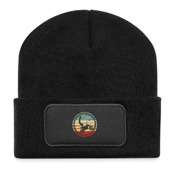 Retro Sunset Wheelie Circle - Recycelte Patch Beanie - Schwarz - Vorne