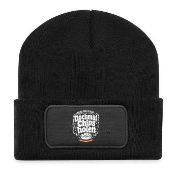 Nochmal Chips holen Taktik - Recycelte Patch Beanie - Schwarz - Vorne