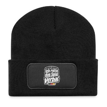 Ich rette das Spiel verbal - Recycelte Patch Beanie - Schwarz - Vorne