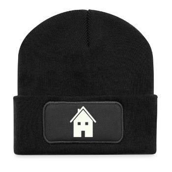Silhouette minimale de la maison - Beanie recyclé à patch - noir - Devant