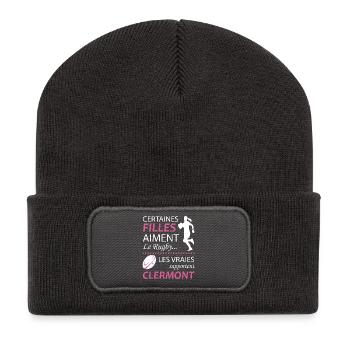 Certaines Filles Aiment Le Rugby Les Vraies Sup... - Beanie recyclé à patch - charbon - Devant